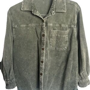Women’s Sage Green Corduroy Button-Up Shirt